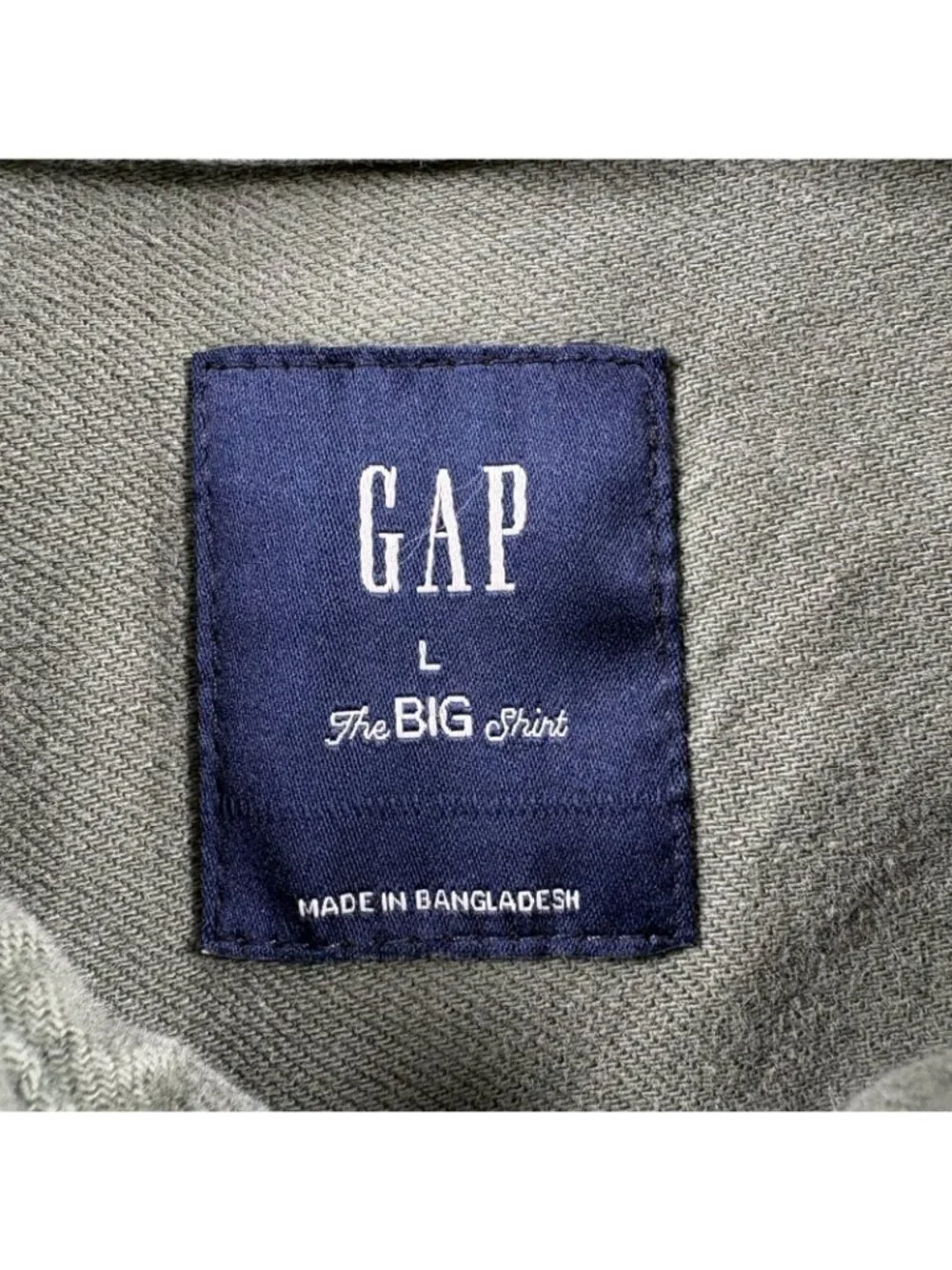Gap The Big Shirt Cool Olive Green Denim Button Up Men Large Y2K Vintage